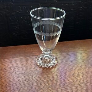 Set of 4 Vintage Clear Glass Goblet with Etched Dot Band